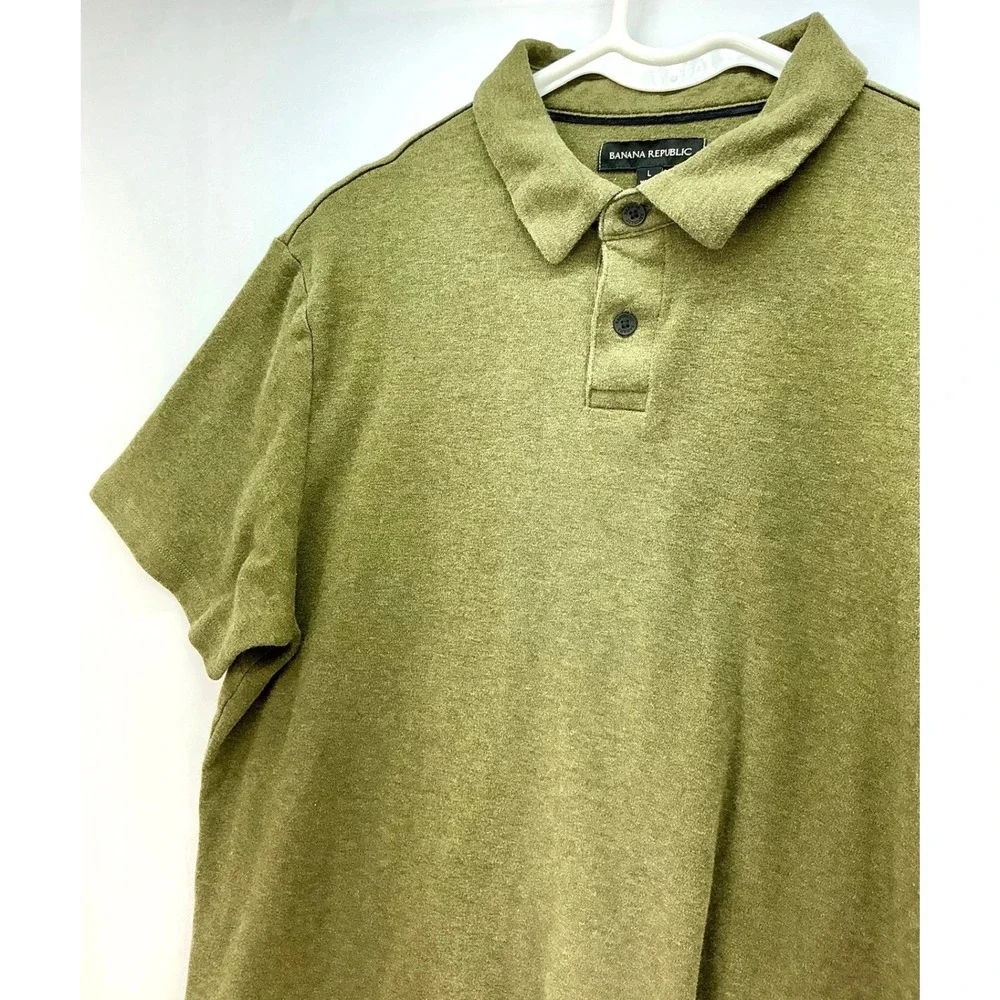 Banana Republic Olive Green Cotton Polo Shirt‎ Sz L Preppy Minimalist